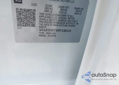 2024 Chevrolet Malibu Fwd Rs from USA, damaged, VIN 1G1ZG5ST2RF136110